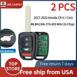 2017-2022 Honda CR-V / Civic / 4-Button Remote Head Key / PN: 35118-T2A-A60 / MLBHLIK6-1TA 433 MHz (G-Chip)